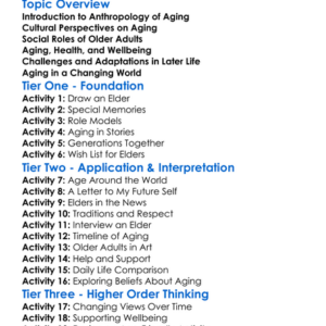 Anthropology Of Aging Worksheet Activity Booklet
