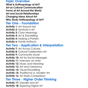 Anthropology Of Art Worksheet Activity Booklet