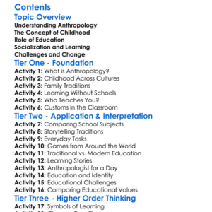 Anthropology Of Childhood And Education Worksheet Activity Booklet