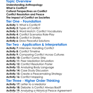 Anthropology Of Conflict Worksheet Activity Booklet