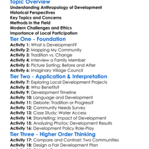 Anthropology Of Development Worksheet Activity Booklet