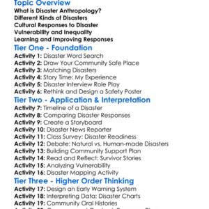 Anthropology Of Disaster Worksheet Activity Booklet