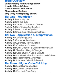 Anthropology Of Law Worksheet Activity Booklet