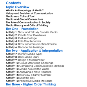 Anthropology Of Media And Communication Worksheet Activity Booklet