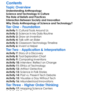 Anthropology Of Science And Technology Worksheet Activity Booklet