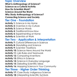 Anthropology Of Science Worksheet Activity Booklet