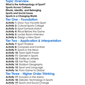 Anthropology Of Sport Worksheet Activity Booklet