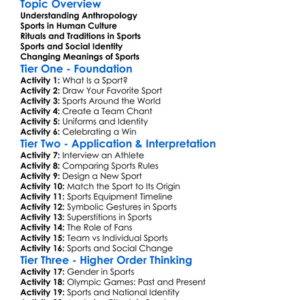Anthropology Of Sports Worksheet Activity Booklet