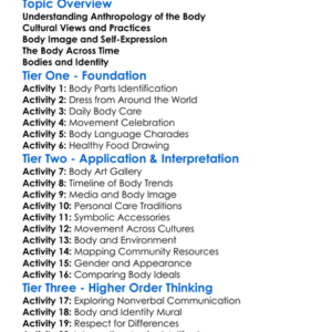 Anthropology Of The Body Worksheet Activity Booklet
