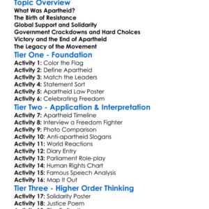 Anti-Apartheid Movement Worksheet Activity Booklet