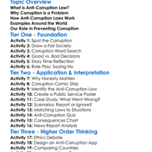 Anti-Corruption Law Worksheet Activity Booklet