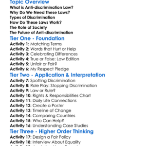 Anti-Discrimination Law Worksheet Activity Booklet