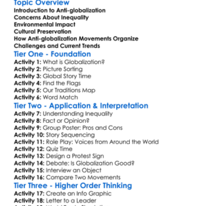 Anti-Globalization Movements Worksheet Activity Booklet