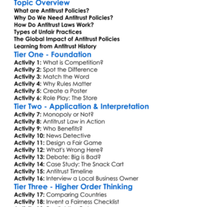 Antitrust Policies Worksheet Activity Booklet