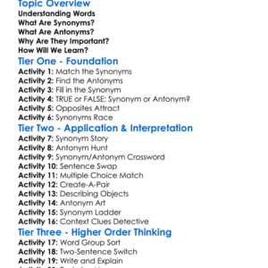 Antonyms And Synonyms Worksheet Activity Booklet