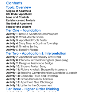 Apartheid And Resistance In South Africa Worksheet Activity Booklet