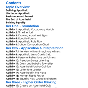Apartheid And The Struggle For Equality In South Africa Worksheet Activity Booklet