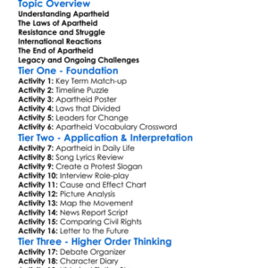 Apartheid In South Africa Worksheet Activity Booklet