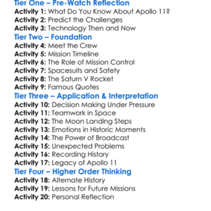 Apollo 11 2019 Worksheet Activity Booklet
