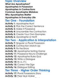Apostrophes Worksheet Activity Booklet
