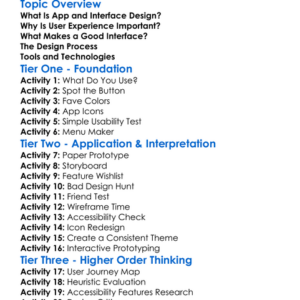 App And Interface Design Worksheet Activity Booklet