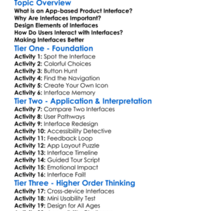 App-Based Product Interfaces Worksheet Activity Booklet