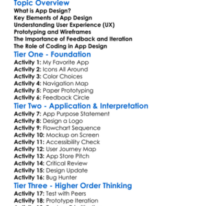 App Design Basics Worksheet Activity Booklet