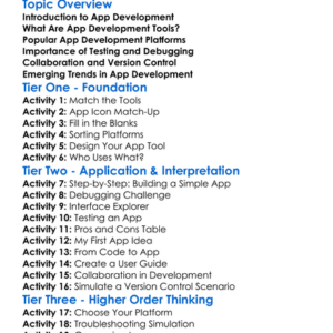 App Development Tools Worksheet Activity Booklet