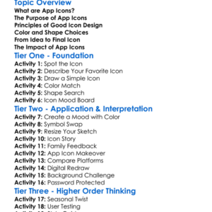 App Icon Design Worksheet Activity Booklet