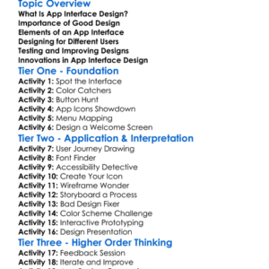 App Interface Design Worksheet Activity Booklet