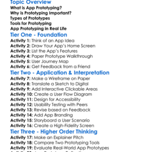 App Prototyping Worksheet Activity Booklet