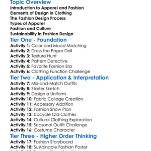 Apparel And Fashion Design Worksheet Activity Booklet