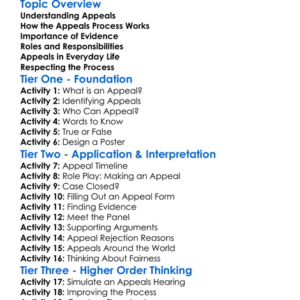 Appeals Process Worksheet Activity Booklet