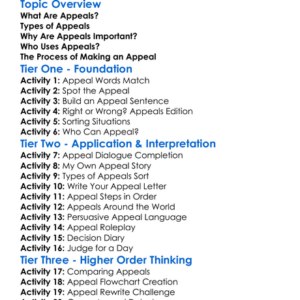 Appeals Worksheet Activity Booklet