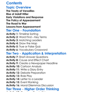 Appeasement And The Lead Up To World War Ii Worksheet Activity Booklet