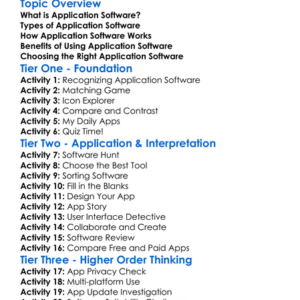 Application Software Worksheet Activity Booklet