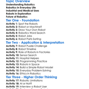Applications Of Robotics Worksheet Activity Booklet