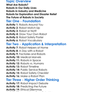 Applications Of Robots In Society Worksheet Activity Booklet