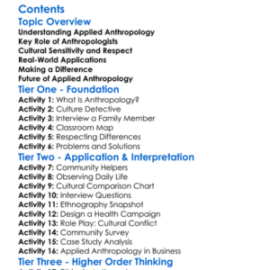 Applied Anthropology And Real-World Applications Worksheet Activity Booklet