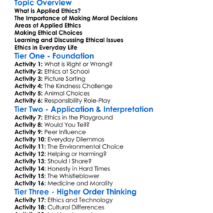 Applied Ethics Worksheet Activity Booklet