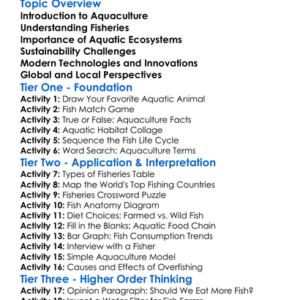 Aquaculture And Fisheries Worksheet Activity Booklet