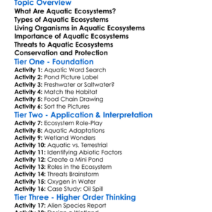 Aquatic Ecosystems Worksheet Activity Booklet
