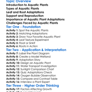 Aquatic Plant Adaptations Worksheet Activity Booklet