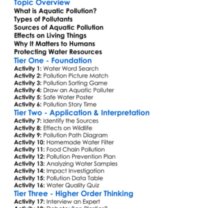 Aquatic Pollution Worksheet Activity Booklet