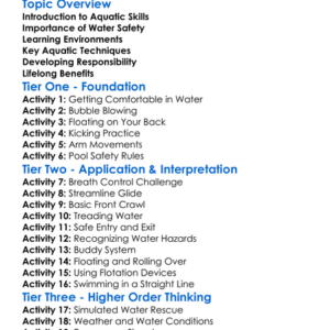 Aquatic Skills And Water Safety Worksheet Activity Booklet