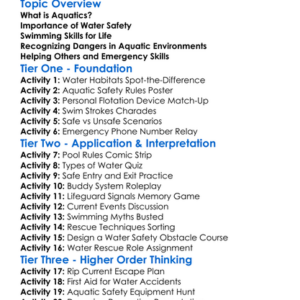 Aquatics And Water Safety Worksheet Activity Booklet