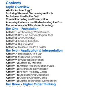 Archaeological Methods And Fieldwork Worksheet Activity Booklet