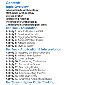 Archaeological Methods And Findings Worksheet Activity Booklet