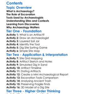 Archaeology And Excavation Techniques Worksheet Activity Booklet