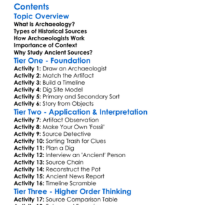 Archaeology And Sources Of Ancient History Worksheet Activity Booklet